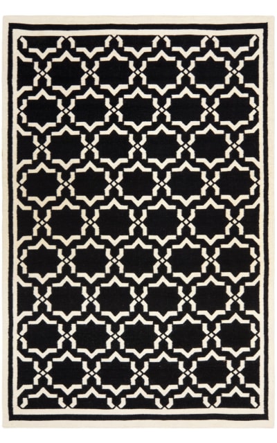 Dhurries DHU545L Black - Ivory Area Rug Clearance