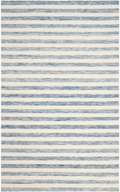 Dhurries Dhu575b Blue - Ivory Area Rug