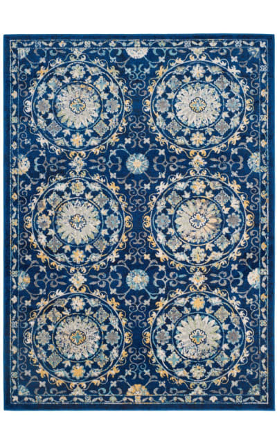 Evoke EVK252A Navy - Ivory Area Rug