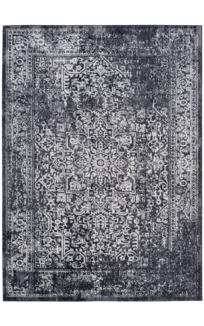 Evoke EVK256R Black - Grey Area Rug