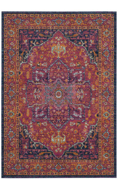 Evoke EVK275S Fuchsia - Orange Area Rug