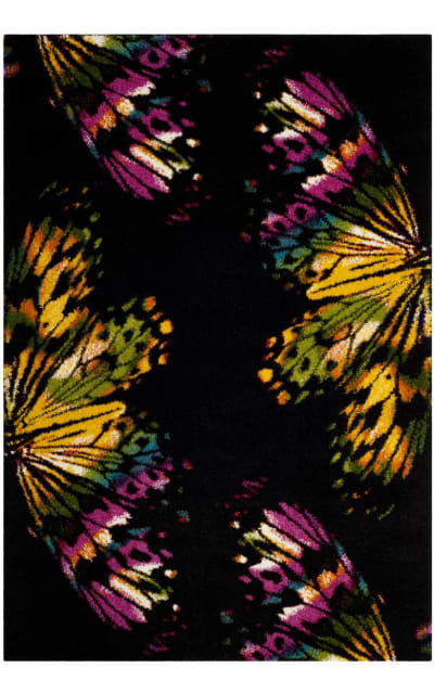 Fiesta Shag Fsg368d Black - Yellow Area Rug