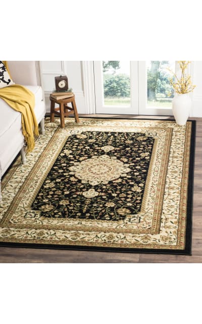 Lyndhurst LNH213A Black - Ivory Area Rug