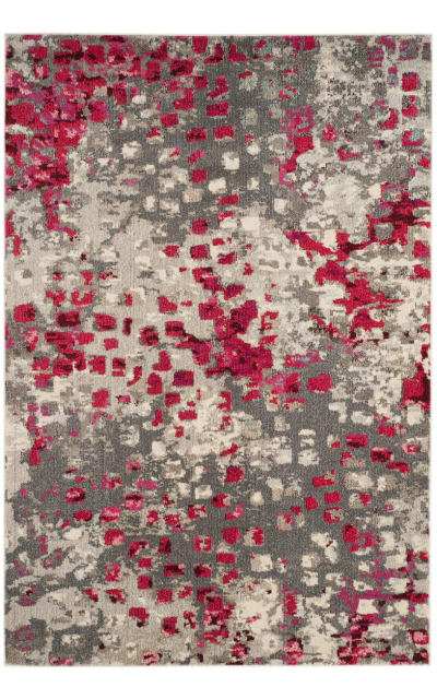 Monaco Mnc225r Grey - Fuchsia Area Rug