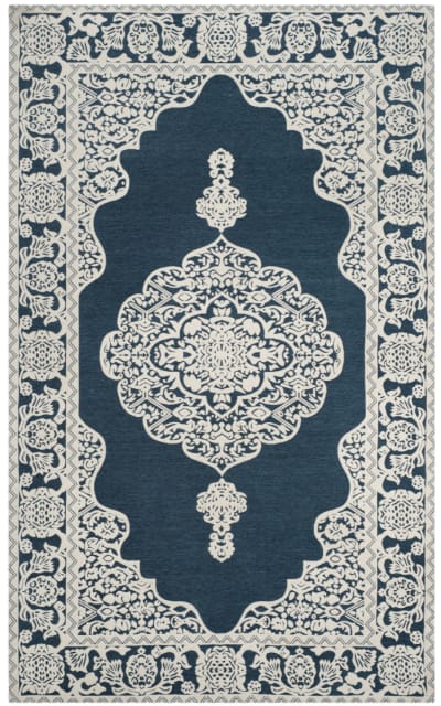 Marbella Mrb615d Dark Blue - Ivory Area Rug