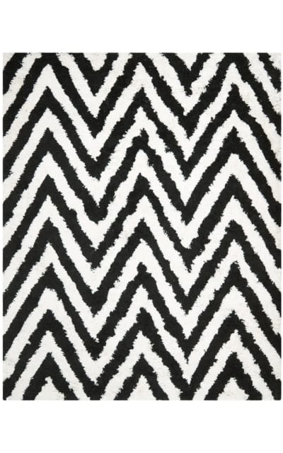 Shag Sg250b Ivory - Black Area Rug Clearance