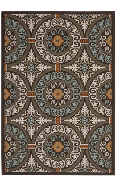 Veranda Ver055-723 Chocolate - Aqua Area Rug