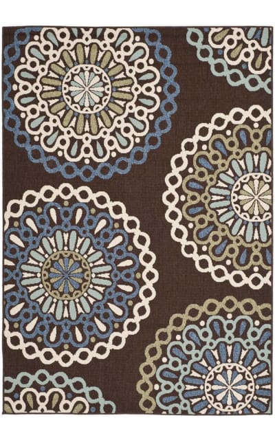 Veranda Ver092 Chocolate - Blue Area Rug