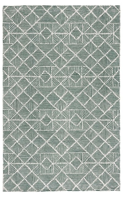Abstract Abt763w Dark Green - Ivory Area Rug