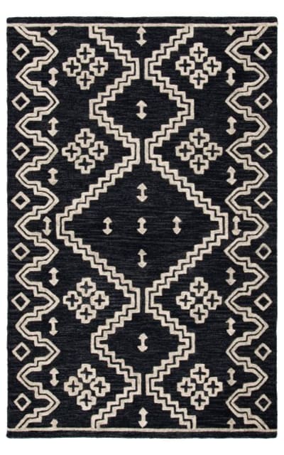 Abstract Abt852z Black - Ivory Area Rug