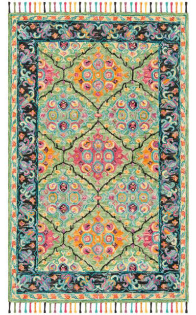 Aspen Apn114y Light Green - Black Area Rug