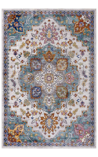 Aria ARA102A Ivory - Turquoise Area Rug
