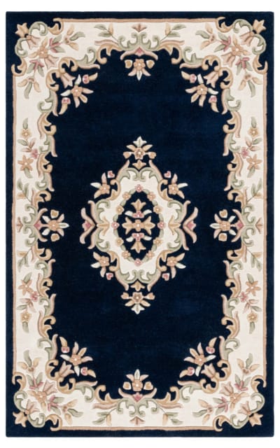 Aubusson AUB301N Navy - Ivory Area Rug