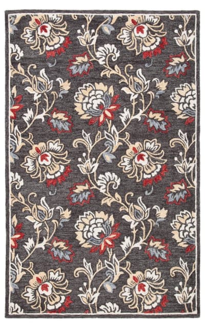 Blossom Blm276z Dark Grey - Yellow Area Rug