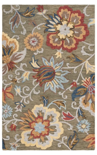 Blossom Blm404Y Green - Red Area Rug