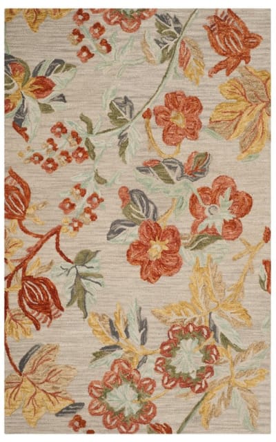 Blossom Blm458f Grey - Red Area Rug