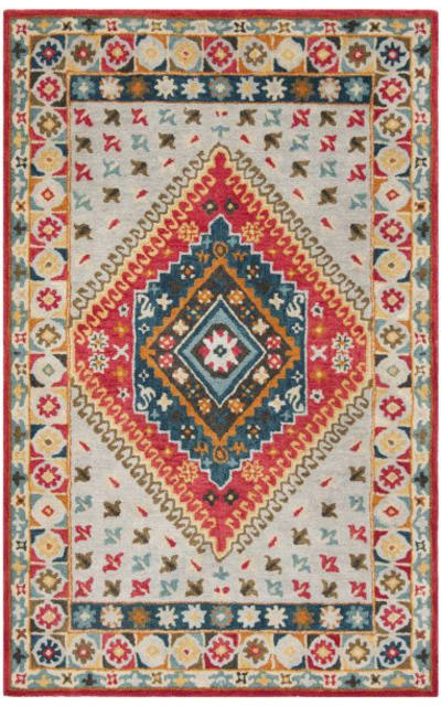 Heritage Hg425f Grey - Red Area Rug