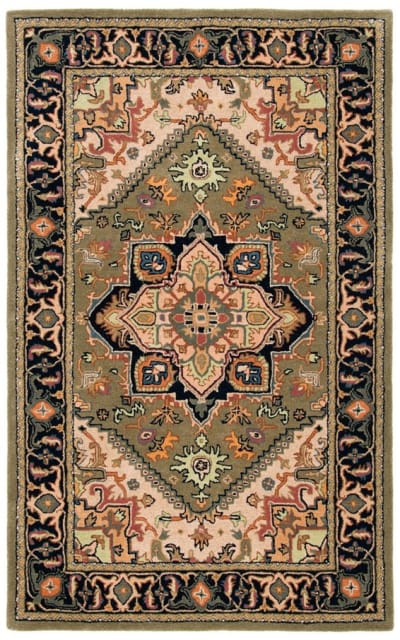 Heritage Hg625y Green - Light Brown Area Rug