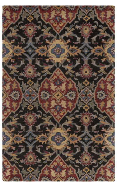 Heritage Hg653H Charcoal - Red Area Rug
