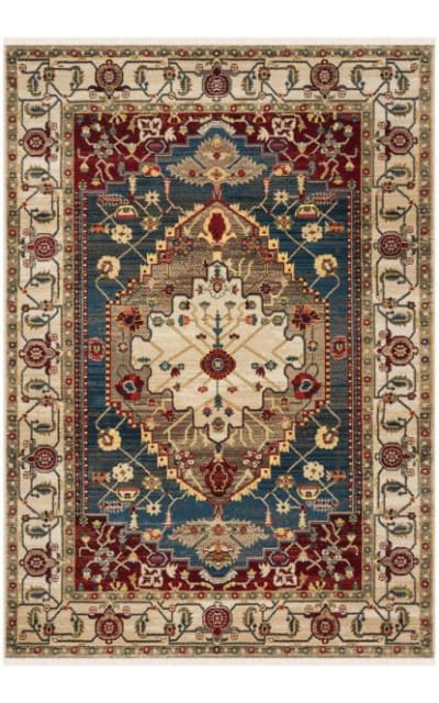 Kashan Ksn306a Ivory - Blue Area Rug