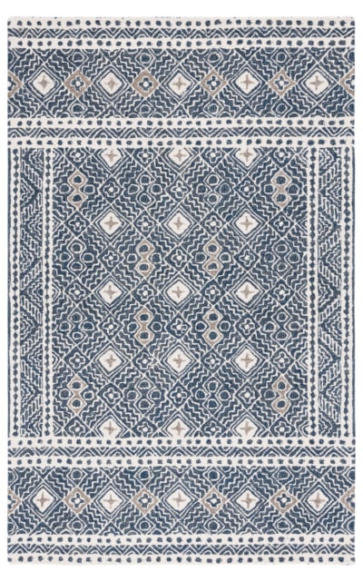 Micro-Loop MLP803N Navy - Ivory Area Rug