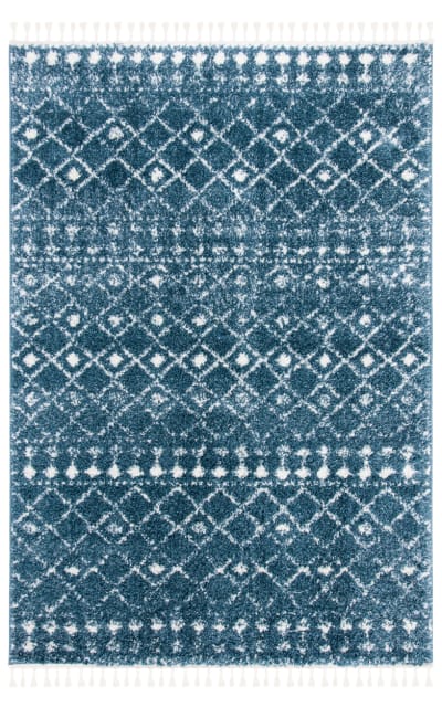 Berber Fringe Shag BFG519M Blue - Ivory Area Rug