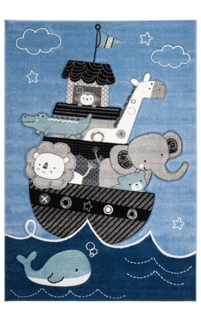 Carousel Kids CRK121B Blue - Grey Area Rug