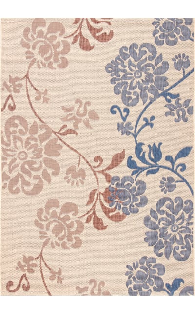 Courtyard CY4027B Natural Brown - Blue Area Rug