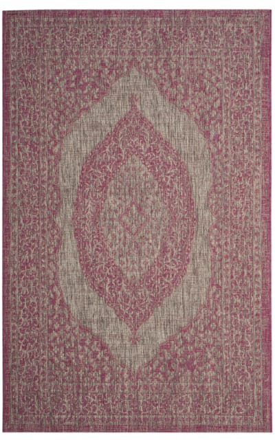 Courtyard CY8751-39712 Light Grey - Fuchsia Area Rug
