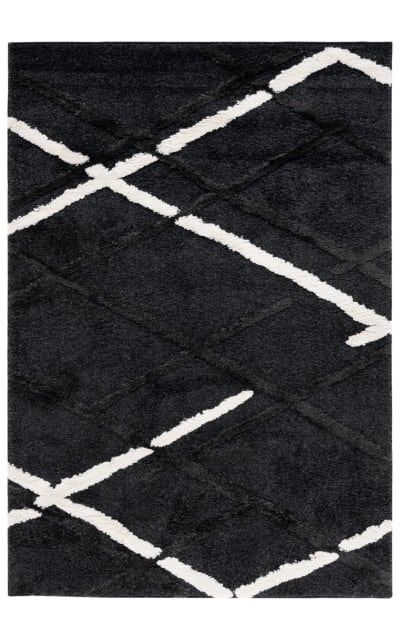 Hi-Lo Shag HLS206H Charcoal - Ivory Area Rug