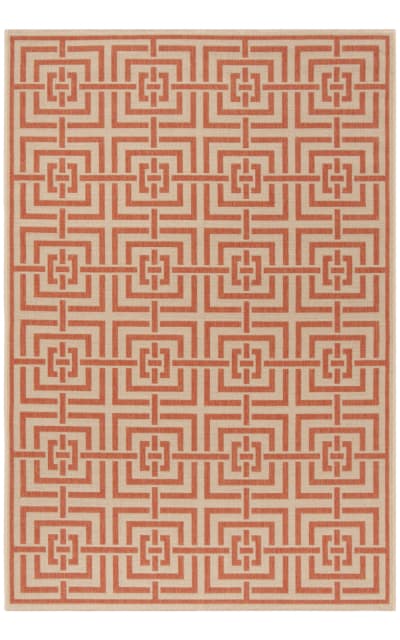 Linden LND128R Cream - Rust Area Rug