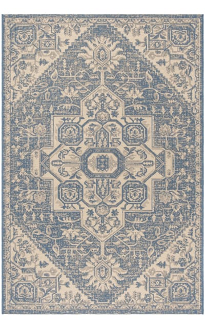Linden LND138N Cream - Blue Area Rug