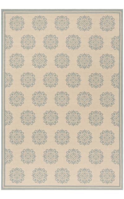Linden LND181L Cream - Aqua Area Rug