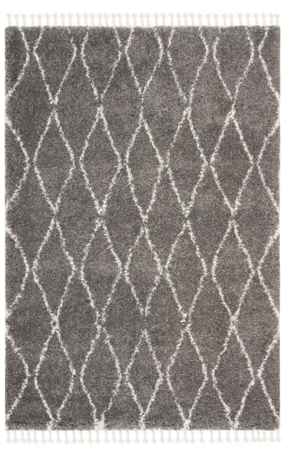Moroccan Fringe Shag Mfg328F Grey - Ivory Area Rug