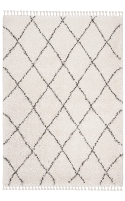 Moroccan Fringe Shag Mfg332A Ivory - Grey Area Rug