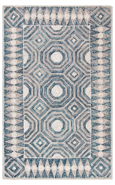 Micro-Loop Mlp639A Ivory - Blue Area Rug