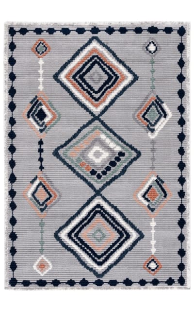 Marrakesh Mrk616F Grey - Blue Rust Area Rug