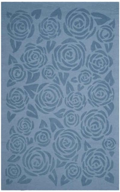 Block Print Rose Msr4618B Thistle Blue Area Rug