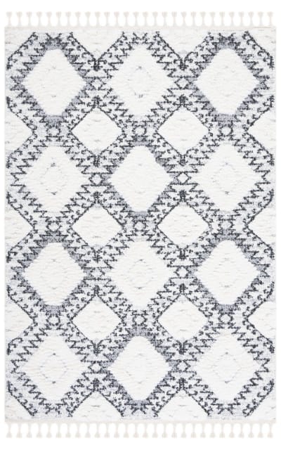 Moroccan Tassel Shag Mts616A Ivory - Grey Area Rug
