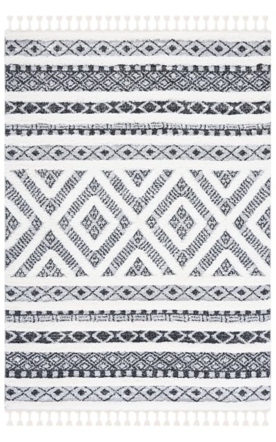 Moroccan Tassel Shag Mts628F Grey - Ivory Area Rug
