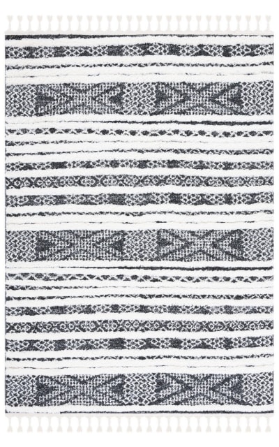 Moroccan Tassel Shag Mts632Z Black - Ivory Area Rug