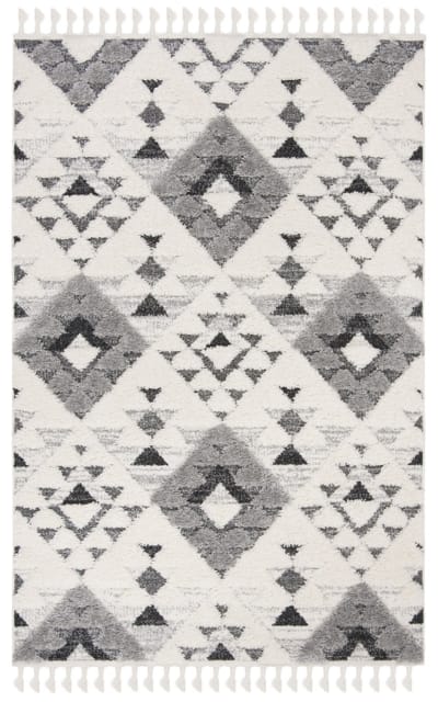 Moroccan Tassel Shag Mts688F Ivory - Grey Area Rug
