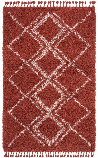 Pro Lux Shag Plx432P Rust - Creme Area Rug