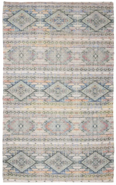 Saffron SFN567A Cream - Blue Area Rug