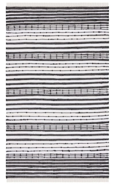 Striped Kilim Stk205Z Black - Ivory Area Rug