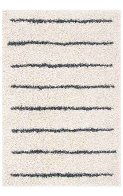 Venus Shag VNS604B Ivory - Dark Grey Area Rug