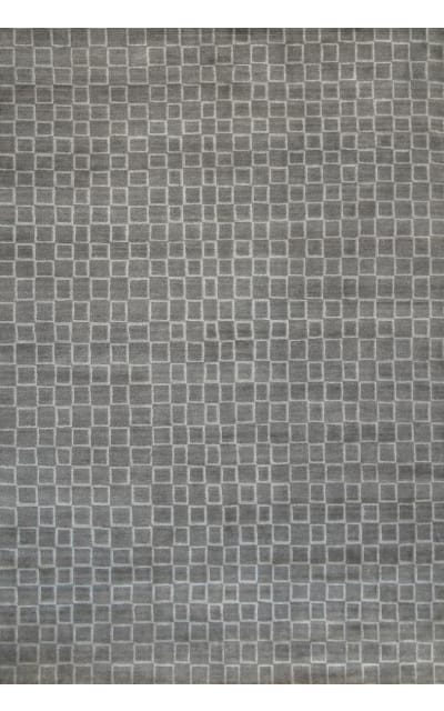 80 Knot Premium Tibetan Cubes Silver Gray Area Rug