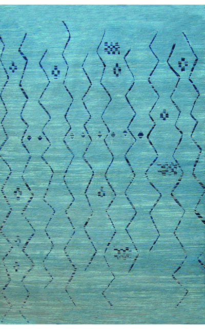 80 Knot Premium Tibetan Moroccan Blue Area Rug