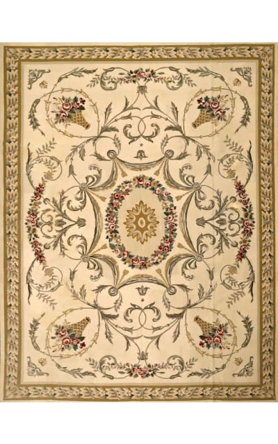 ORG Needlepoint Aubusson Beige Area Rug