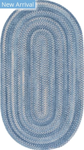 Sky Blue Jute Braided Oval Rug